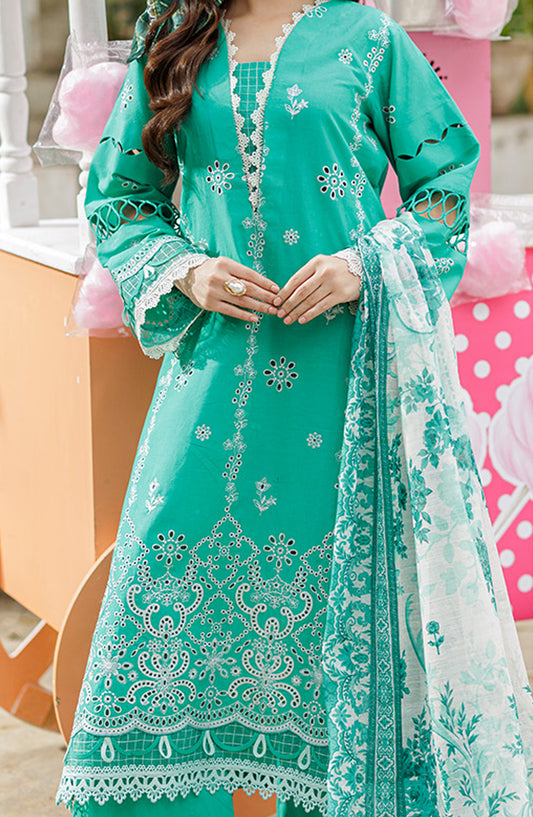 Zellbury Embroidered Cotton Unstitched 3 Piece Suit - WUC25E34029 - ZB26CH - Sea Green - Summer Collection
