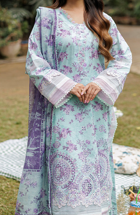 Zellbury Embroidered Cotton Unstitched 3 Piece Suit - WUC25E34021 - ZB26CH - Blue - Summer Collection