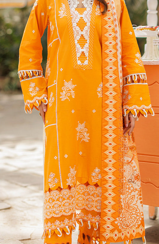 Zellbury Embroidered Cotton Unstitched 3 Piece Suit - WUC25E34017 - ZB26CH - Orange - Summer Collection