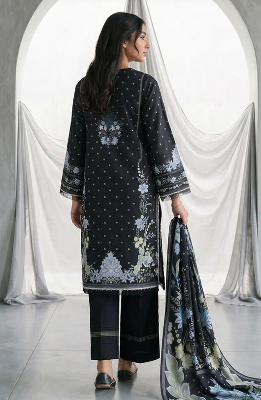 Zellbury Monochrome Printed Lawn Unstitched 3 Piece Suit - WUS26X31095 - ZB26CRM - Black - Summer Collection