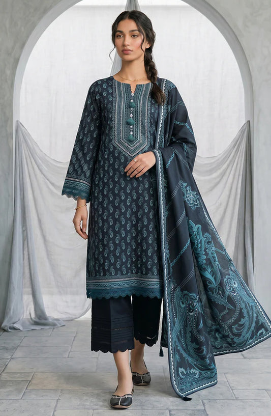 Zellbury Monochrome Printed Lawn Unstitched 3 Piece Suit - WUS26X31077 - ZB26CRM - Black - Summer Collection
