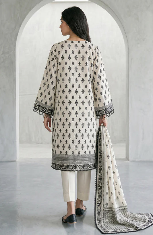 Zellbury Monochrome Printed Lawn Unstitched 3 Piece Suit - WUS26X31088 - ZB26CRM - Off White - Summer Collection