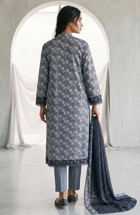 Zellbury Monochrome Printed Lawn Unstitched 3 Piece Suit - WUS26X31078 - ZB26CRM - Blue - Summer Collection