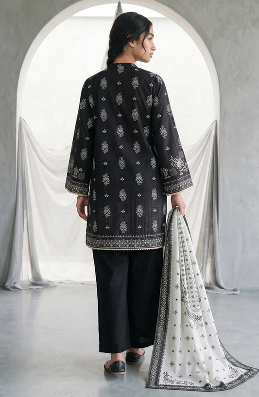 Zellbury Monochrome Printed Lawn Unstitched 3 Piece Suit - WUS26X30939 - ZB26CRM - Black - Summer Collection