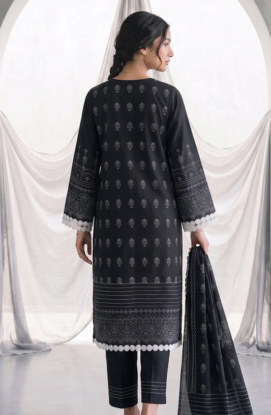Zellbury Monochrome Printed Lawn Unstitched 3 Piece Suit - WUS26X31090 - ZB26MN - Black - Summer Collection