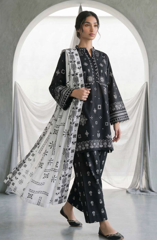Zellbury Monochrome Printed Lawn Unstitched 3 Piece Suit - WUS26X30957 - ZB26MN - Black - Summer Collection