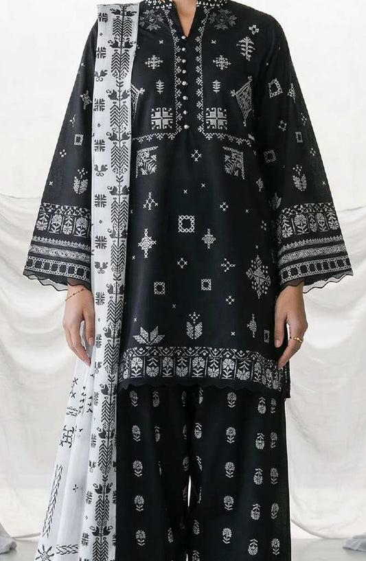 Zellbury Monochrome Printed Lawn Unstitched 3 Piece Suit - WUS26X30957 - ZB26MN - Black - Summer Collection