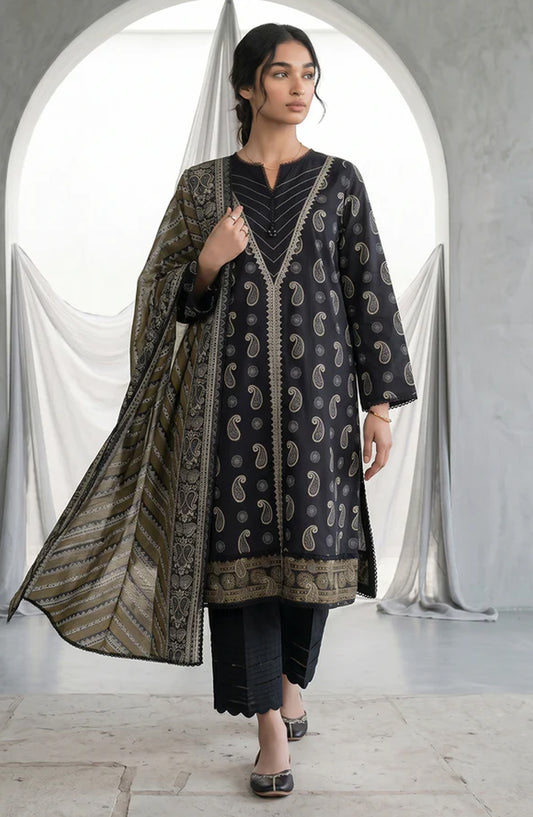 Zellbury Monochrome Embroidered Lawn Unstitched 2 Piece Suit - WUS26E21068 - ZB26MN - Black - Summer Collection