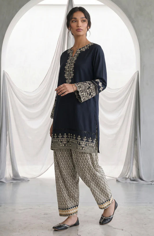 Zellbury Monochrome Embroidered Lawn Unstitched 2 Piece Suit - WUS26E21069 - ZB26MN - Black - Summer Collection