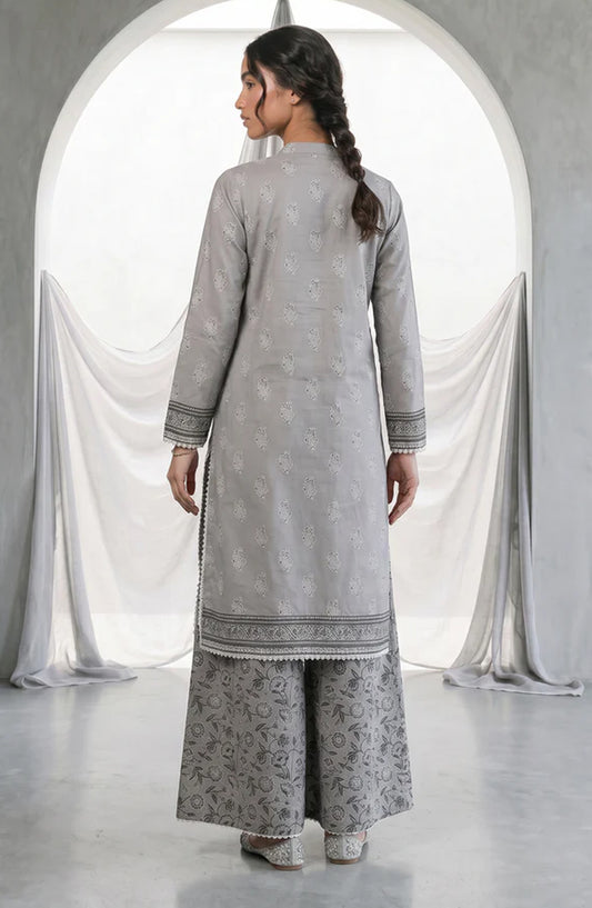 Zellbury Monochrome Embroidered Lawn Unstitched 2 Piece Suit - WUS26E20933 - ZB26MN - Grey - Summer Collection