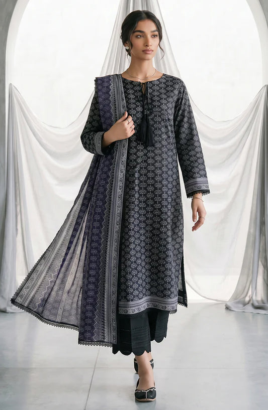 Zellbury Monochrome Printed Lawn Unstitched 2 Piece Suit - WUS26X21061 - ZB26MN - Black - Summer Collection