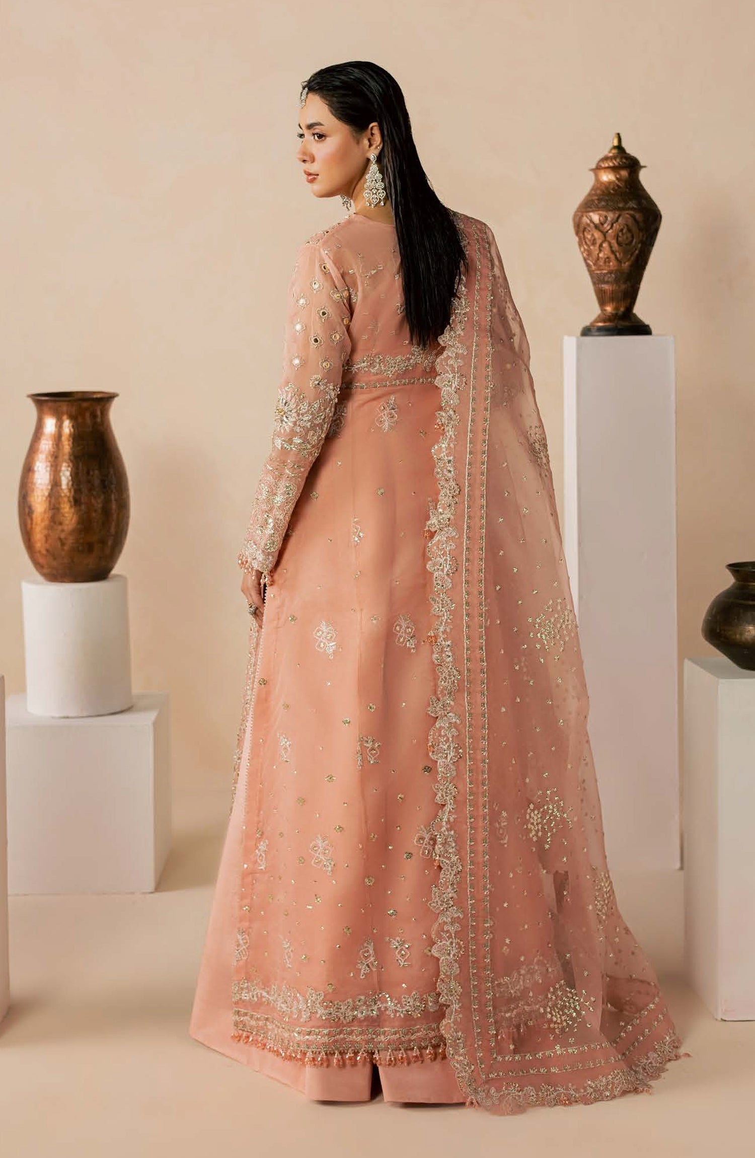 Zeynor Luxury Embroidered Organza Unstitched 3 Piece Suit - D5-Coraline - ZN26WD - Pink - Wedding Collection