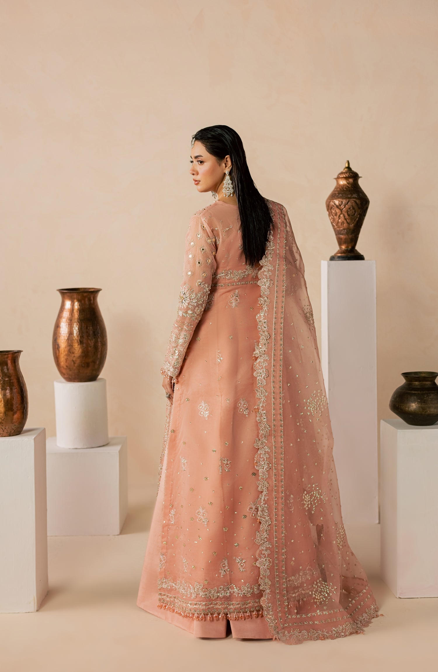Zeynor Luxury Embroidered Organza Unstitched 3 Piece Suit - D5-Coraline - ZN26WD - Pink - Wedding Collection