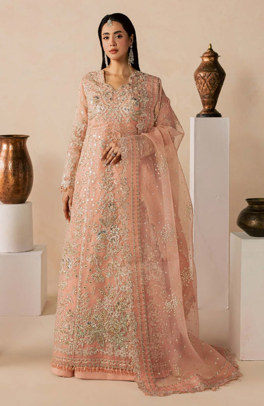 Zeynor Luxury Embroidered Organza Unstitched 3 Piece Suit - D5-Coraline - ZN26WD - Pink - Wedding Collection