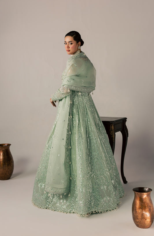 Zeynor Luxury Embroidered Organza Unstitched 3 Piece Suit - D7-Amazonite - ZN26WD - Green - Wedding Collection