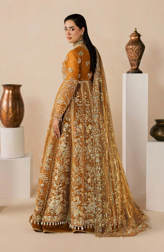 Zeynor Luxury Embroidered Organza Unstitched 3 Piece Suit - D8-Citrine - ZN26WD - Rust - Wedding Collection
