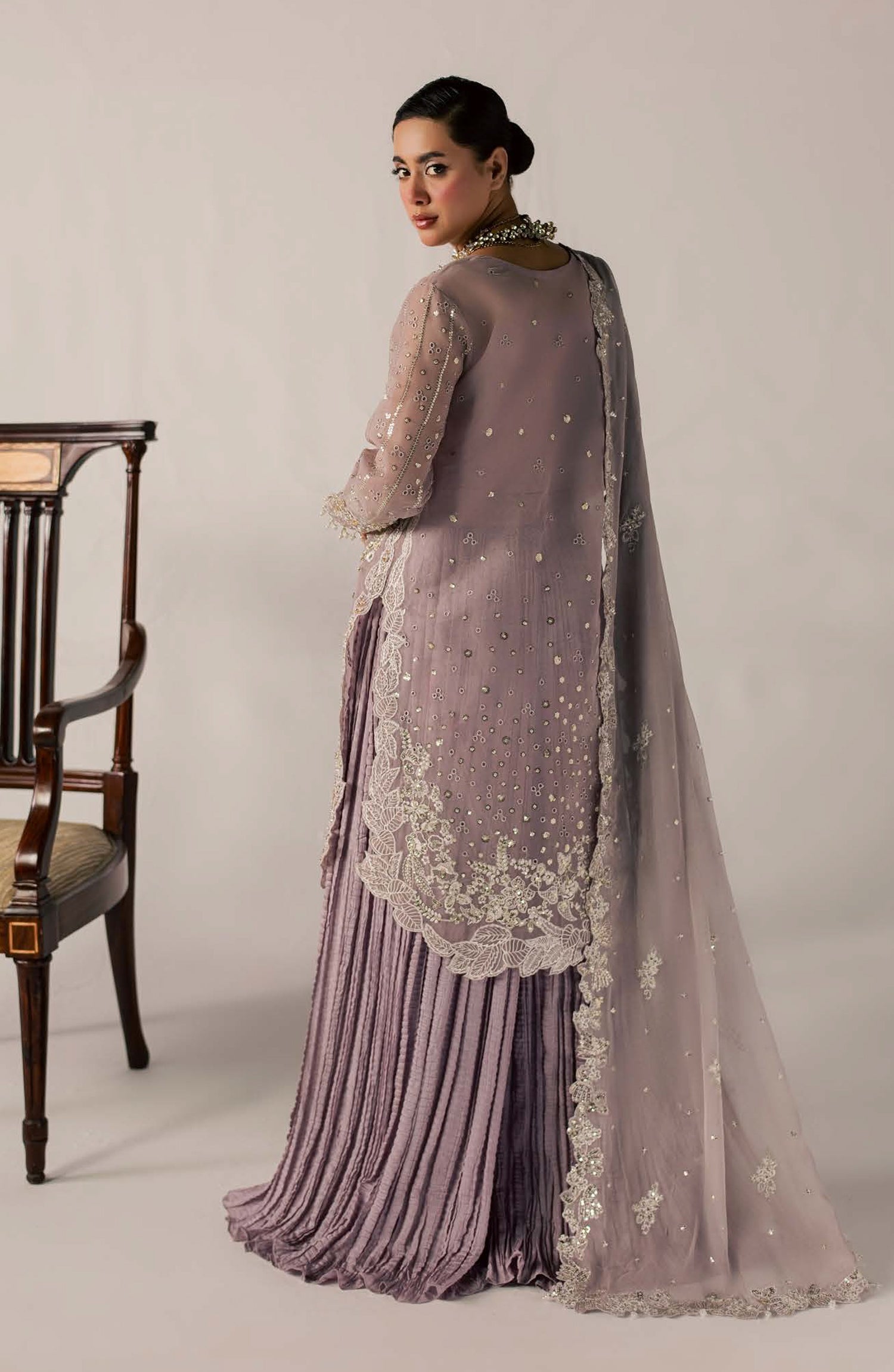 Zeynor Luxury Embroidered Organza Unstitched 3 Piece Suit - D9-Lolite - ZN26WD - Purple - Wedding Collection