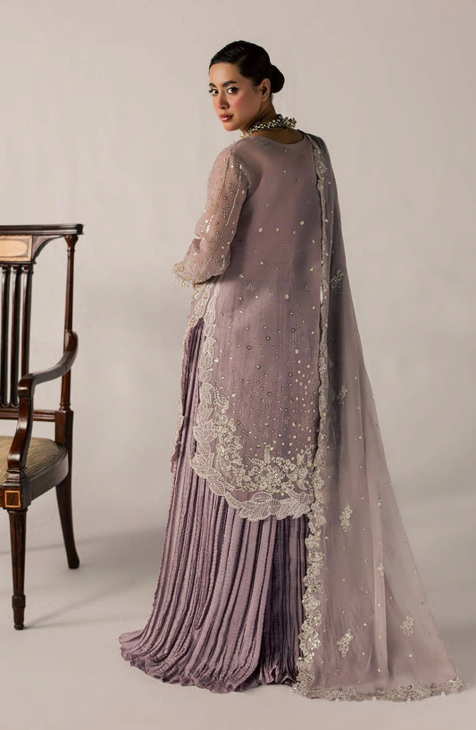 Zeynor Luxury Embroidered Organza Unstitched 3 Piece Suit - D9-Lolite - ZN26WD - Purple - Wedding Collection