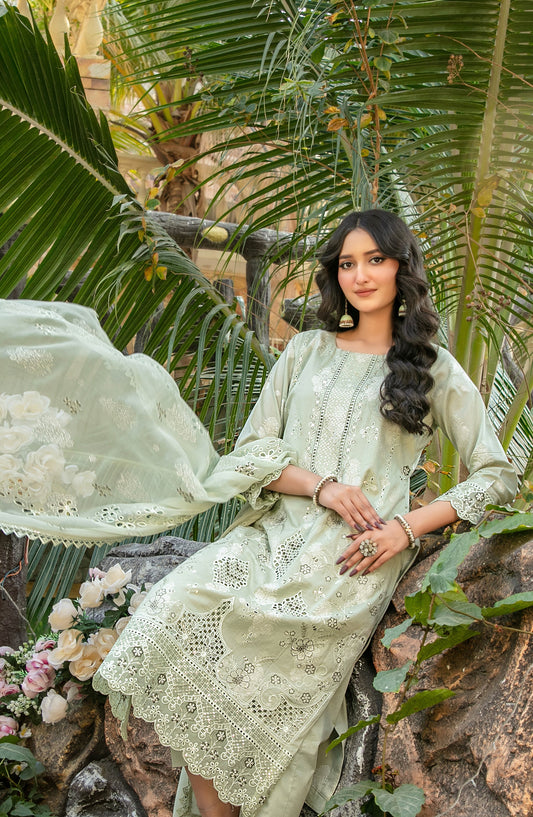 Zindagi by Tawakkal Fabrics Embroidered Lawn Unstitched 3 Piece Suit - D-2657 - TF26ZND - Green - Summer Collection