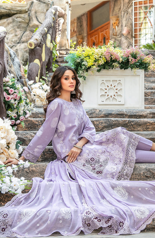 Zindagi by Tawakkal Fabrics Embroidered Lawn Unstitched 3 Piece Suit - D-2656 - TF26ZND - Purple - Summer Collection