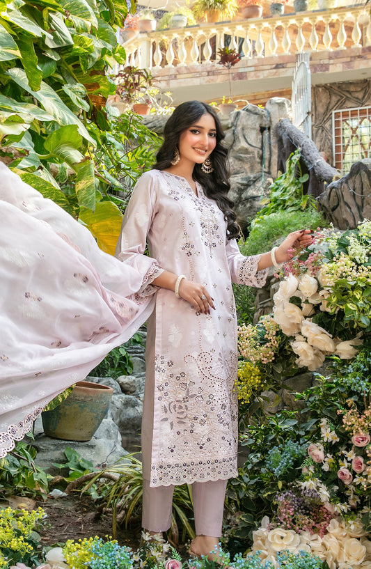 Zindagi by Tawakkal Fabrics Embroidered Lawn Unstitched 3 Piece Suit - D-2652 - TF26ZND - Peach - Summer Collection