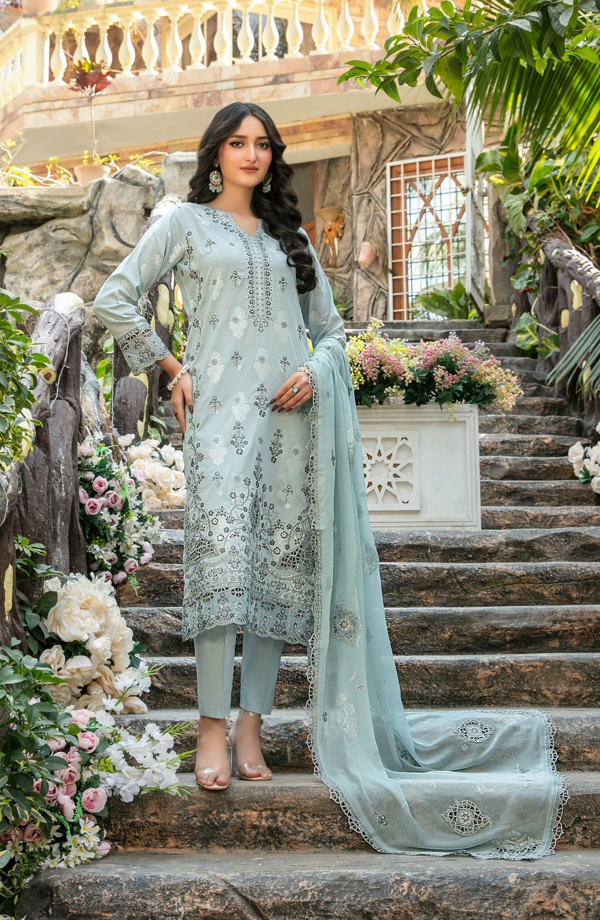 Zindagi by Tawakkal Fabrics Embroidered Lawn Unstitched 3 Piece Suit - D-2651 - TF26ZND - Sea Green - Summer Collection