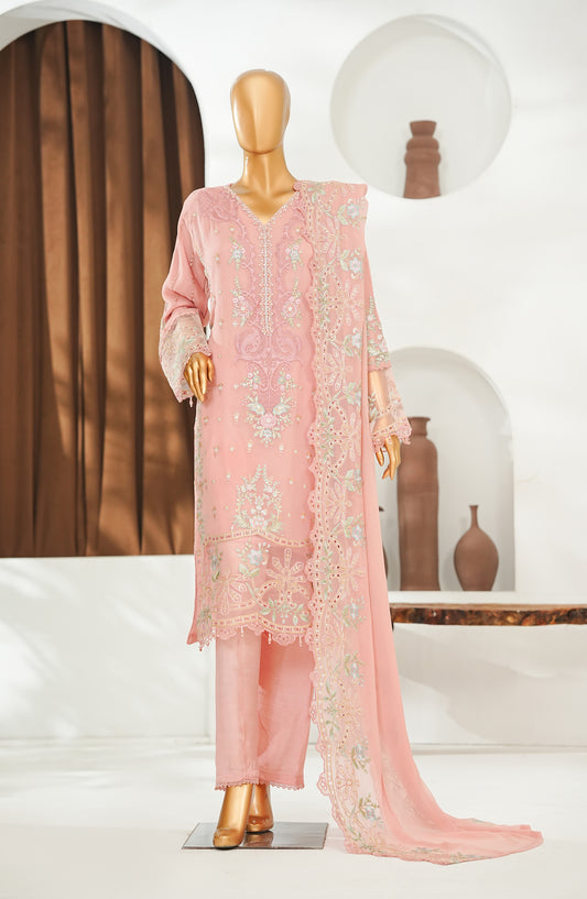 Zoya Luxe by Amna Khadija Embroidered Chiffon Stitched 3 Piece Suit - ZLCP-01 - AM26ZLCP - Pink - Festive Collection