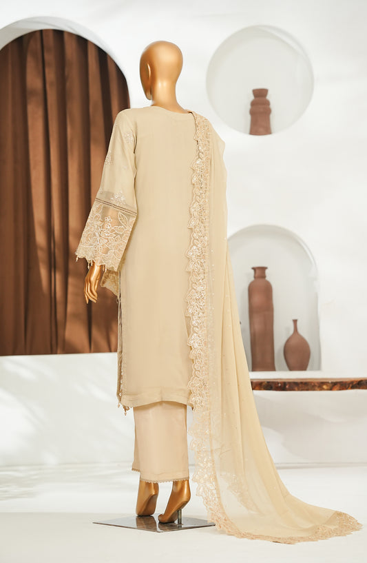 Zoya Luxe by Amna Khadija Embroidered Chiffon Stitched 3 Piece Suit - ZLCP-02 - AM26ZLCP - Golden - Festive Collection
