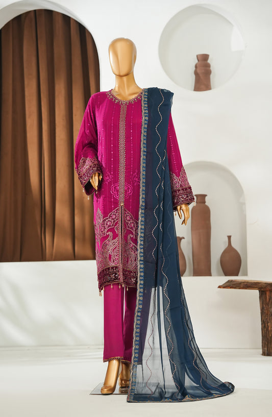 Zoya Luxe by Amna Khadija Embroidered Chiffon Stitched 3 Piece Suit - ZLCP-04 - AM26ZLCP - Pink - Festive Collection
