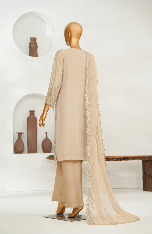 Zoya Luxe by Amna Khadija Embroidered Chiffon Stitched 3 Piece Suit - ZLCP-05 - AM26ZLCP - Beige - Festive Collection