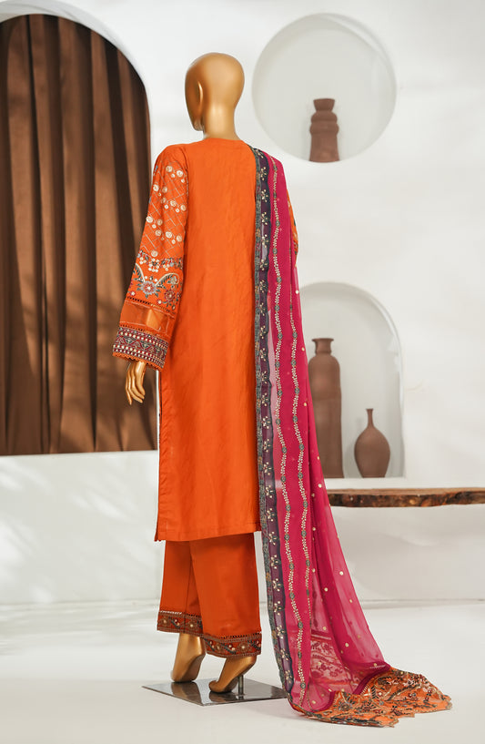 Zoya Luxe by Amna Khadija Embroidered Chiffon Stitched 3 Piece Suit - ZLCP-07 - AM26ZLCP - Orange - Festive Collection