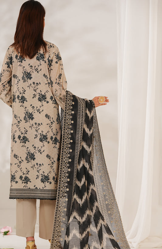 Zynah Premium by VS Textile Digital Printed Chikankari Unstitched 3 Piece Suit - D-686 - VS26ZYN - Beige - Summer Collection