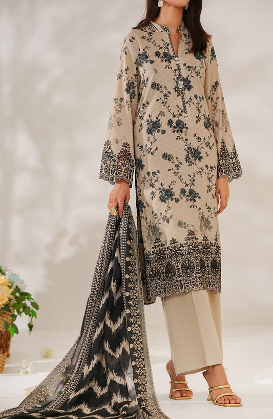 Zynah Premium by VS Textile Digital Printed Chikankari Unstitched 3 Piece Suit - D-686 - VS26ZYN - Beige - Summer Collection