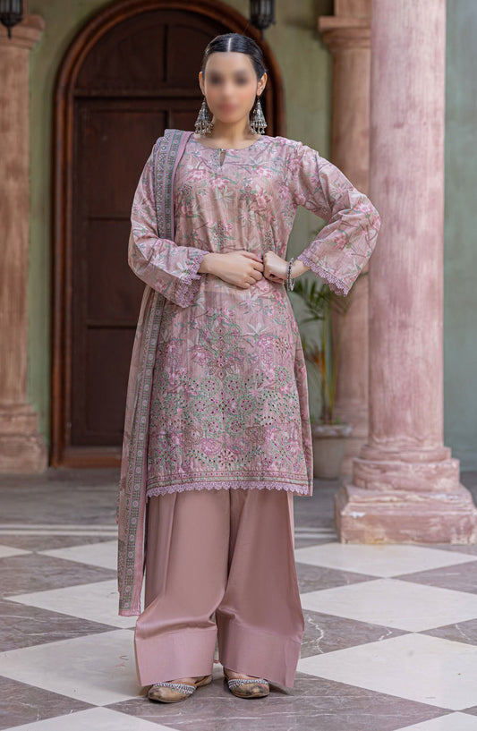 Zynah Embroidered Lawn Unstitched 3 Piece Suit - Design-10 - AK25ZNA2 - Pink - Summer Collection