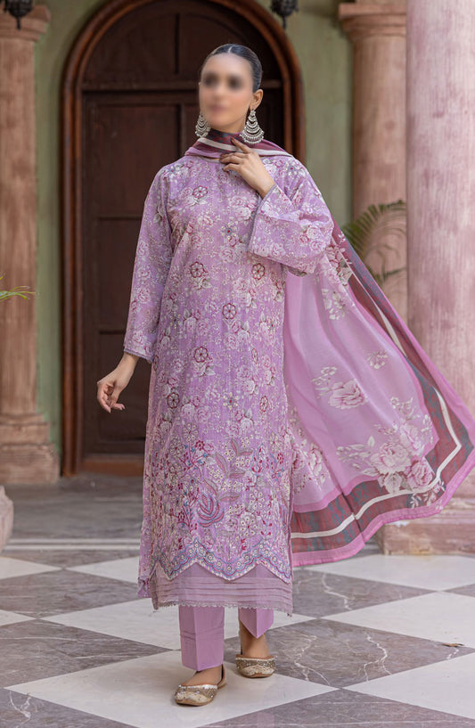 Zynah Embroidered Lawn Unstitched 3 Piece Suit - Design-08 - AK25ZNA2 - Purple - Summer Collection