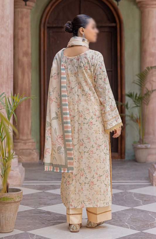 Zynah Embroidered Lawn Unstitched 3 Piece Suit - Design-06 - AK25ZNA2 - Beige - Summer Collection