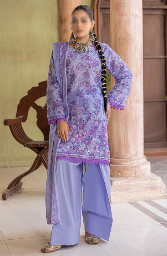 Zynah Embroidered Lawn Unstitched 3 Piece Suit - Design-04 - AK25ZNA2 - Purple - Summer Collection
