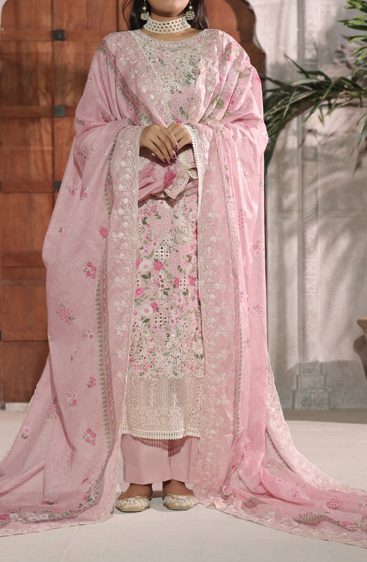 Zynah by VS Textile Embroidered Chikankari Unstitched 3 Piece Suit - D-03 - VS26NAH - Pink - Summer Collection