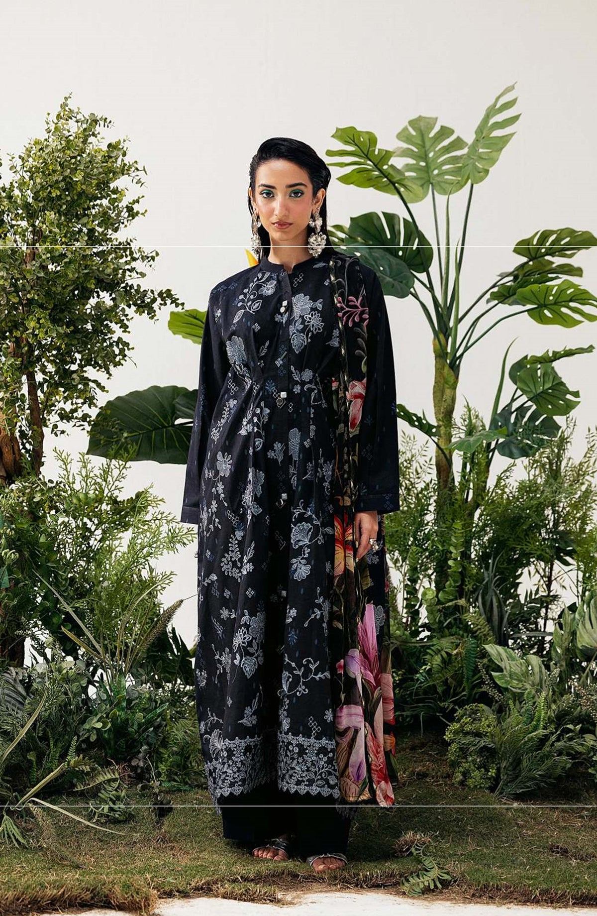 Zync by Florent Embroidered Lawn Unstitched 3 Piece Suit - FZ-3B - FL26NC - Black - Summer Collection
