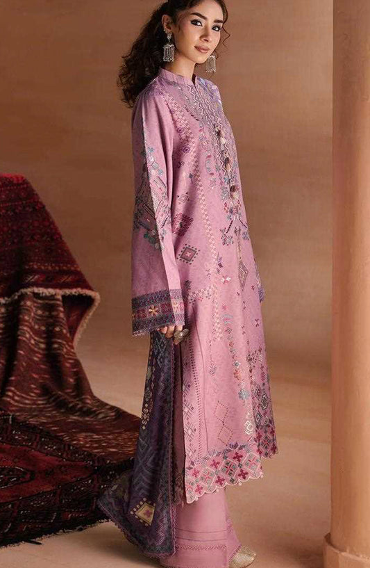 Zync by Florent Embroidered Viscose Unstitched 3 Piece Suit - 01 Elara - FL26ZTY - Pink - Winter Collection