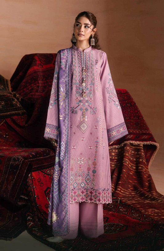 Zync by Florent Embroidered Viscose Unstitched 3 Piece Suit - 01 Elara - FL26ZTY - Pink - Winter Collection