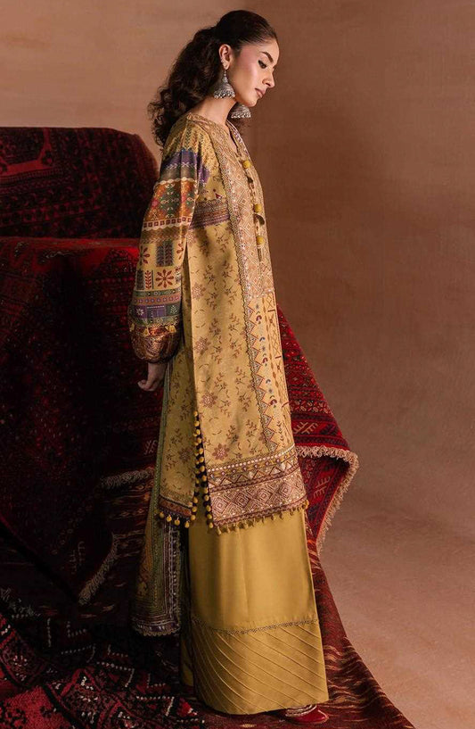 Zync by Florent Embroidered Viscose Unstitched 3 Piece Suit - 02 Airah - FL26ZTY - Mustard - Winter Collection