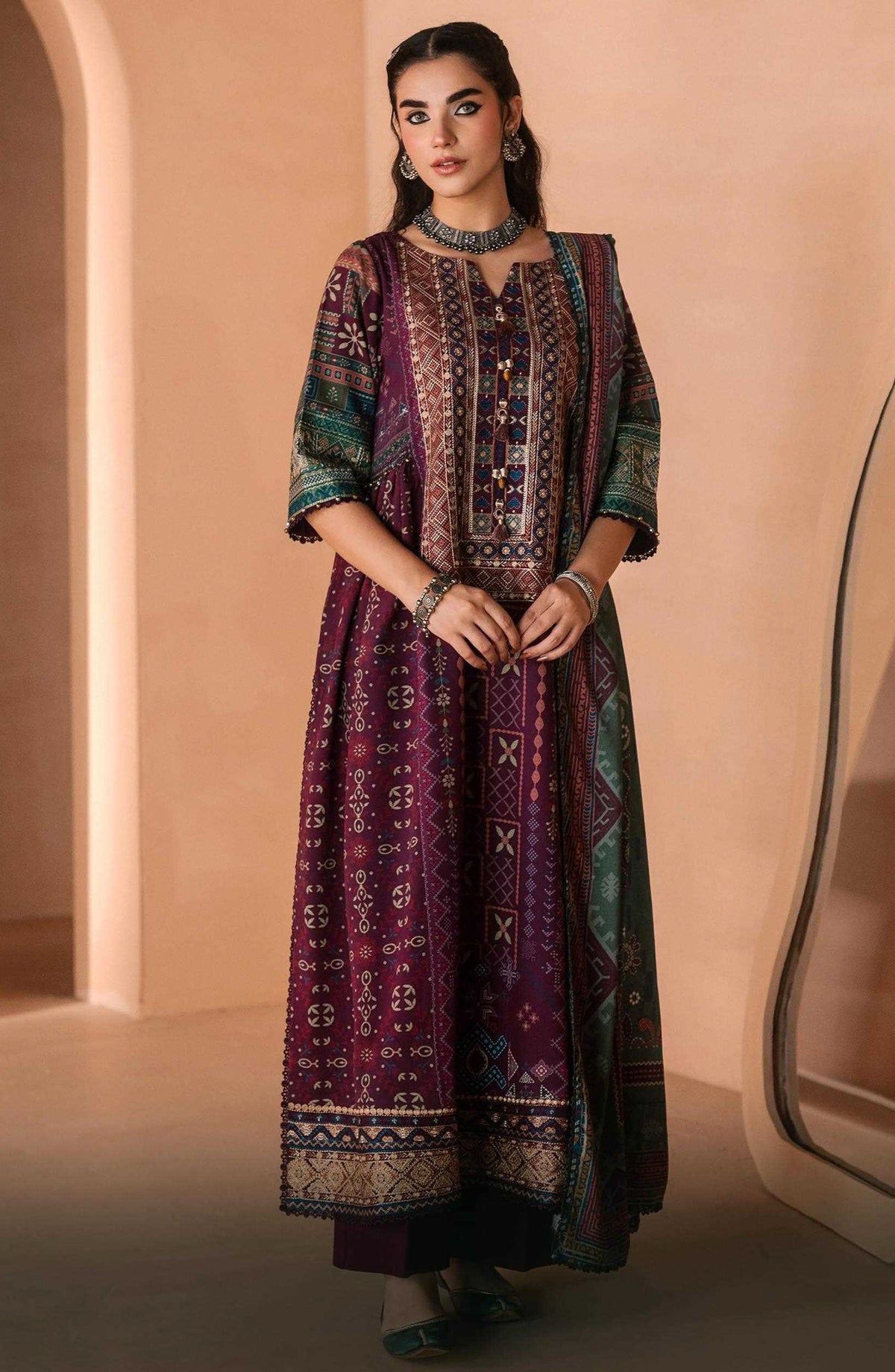 Zync by Florent Embroidered Viscose Unstitched 3 Piece Suit - 04 Layla - FL26ZTY - Purple - Winter Collection