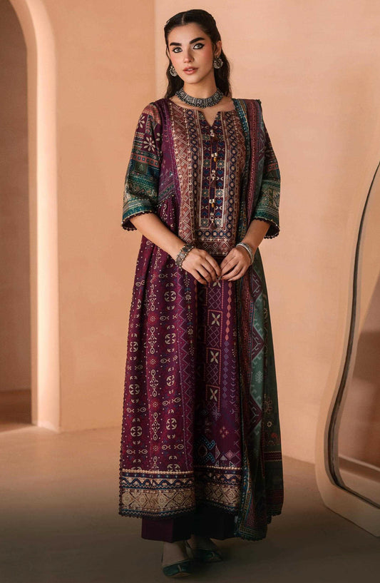 Zync by Florent Embroidered Viscose Unstitched 3 Piece Suit - 04 Layla - FL26ZTY - Purple - Winter Collection
