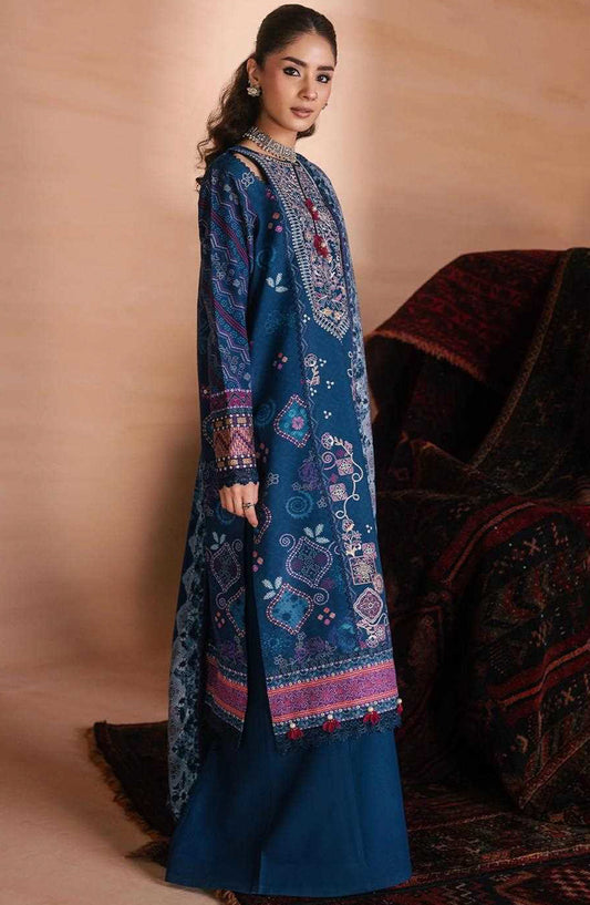 Zync by Florent Embroidered Viscose Unstitched 3 Piece Suit - 06 Mehr - FL26ZTY - Blue - Winter Collection