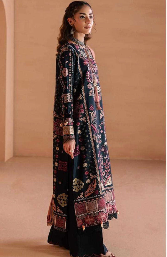 Zync by Florent Embroidered Viscose Unstitched 3 Piece Suit - 07 Gul - FL26ZTY - Black - Winter Collection