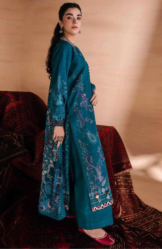 Zync by Florent Embroidered Viscose Unstitched 3 Piece Suit - 08 Ayzel - FL26ZTY - Teal - Winter Collection