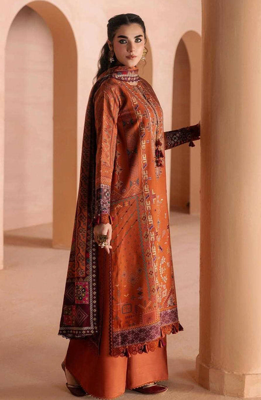 Zync by Florent Embroidered Viscose Unstitched 3 Piece Suit - 11 Zareen - FL26ZTY - Rust - Winter Collection