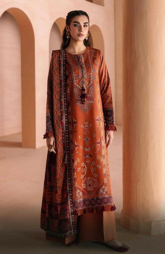 Zync by Florent Embroidered Viscose Unstitched 3 Piece Suit - 11 Zareen - FL26ZTY - Rust - Winter Collection