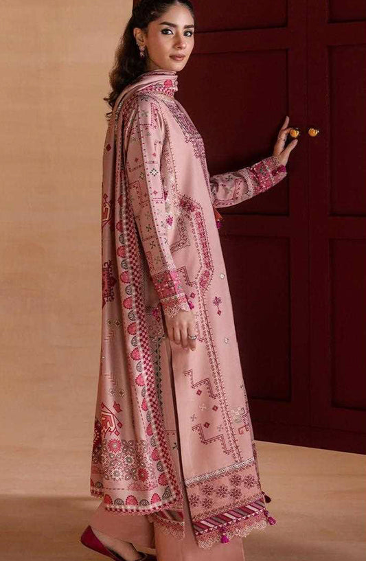 Zync by Florent Embroidered Viscose Unstitched 3 Piece Suit - 12 Zimal - FL26ZTY - Pink - Winter Collection